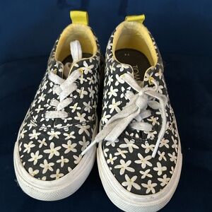 Floral Canvas Sneakers with Yellow Accents